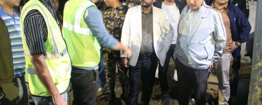 खानेपानीमन्त्री यादवद्वारा राति छड्के अनुगमन तथा निरीक्षण